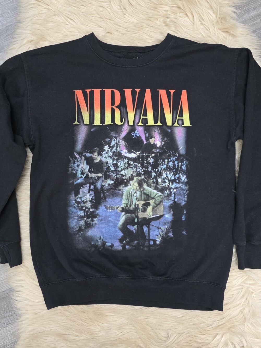 NIRVANA MTV Unplugged Black Crewneck Sweatshirt Women's Size Medium